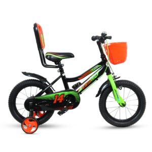 14 WHIZ SS Kids Bicycle Orange Green - Durable Frame, Comfortable Seat, Easy-to-Use Brakes for Ages 5-8